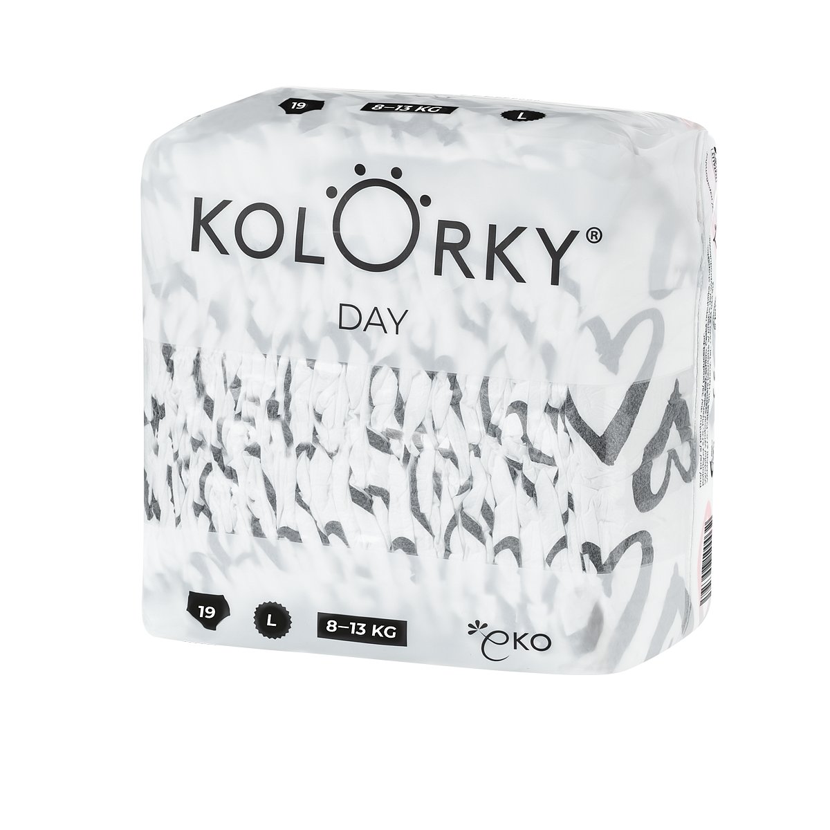 KOLORKY DAY - srdce - L (8-13 kg) - 19 ks - jednorázové eko plenky