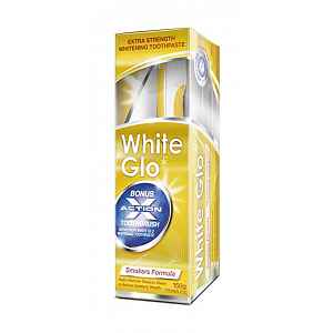 White Glo zubní pasta Smokers 150g pro kuřáky + kartáček a mezizubní kartáček ZDARMA