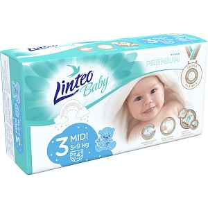LINTEO BABY Plenky Baby Prémium MIDI (5-9 kg) 54 ks