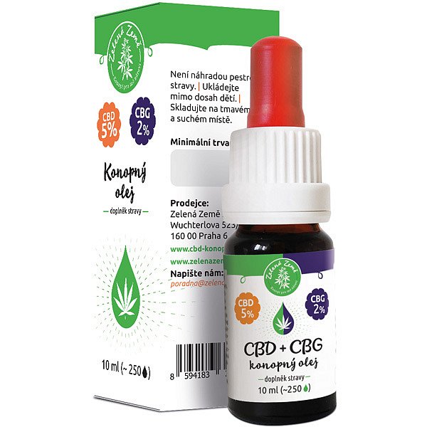 Zelená Země CBD 5% + CBG 2% konopný olej 10ml