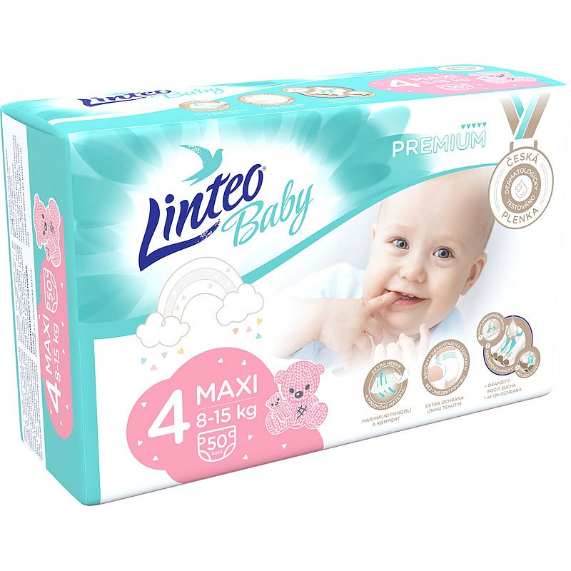 LINTEO BABY Plenky Baby Prémium MAXI (8-15 kg) 50 ks