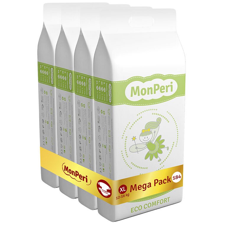 MONPERI Jednorázové pleny Eco Comfort XL 12-16 kg Mega Pack