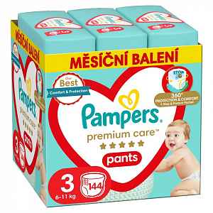 PAMPERS Premium Care Kalhotky plenkové vel. 3 (6-11 kg) 144 ks