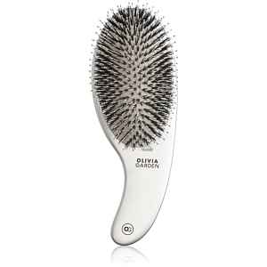 Olivia Garden Expert CURVE Nylon Silver kartáč na vlasy s kančími štětinami 1 ks