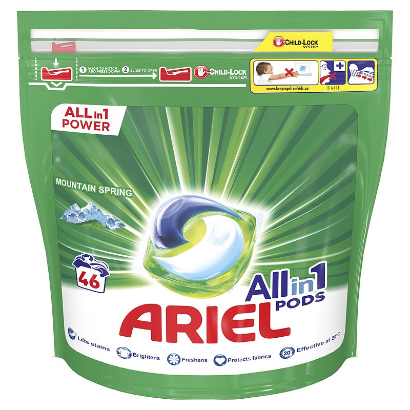 ARIEL All-In-1 PODs Kapsle na praní Mountain Spring, 46 praní