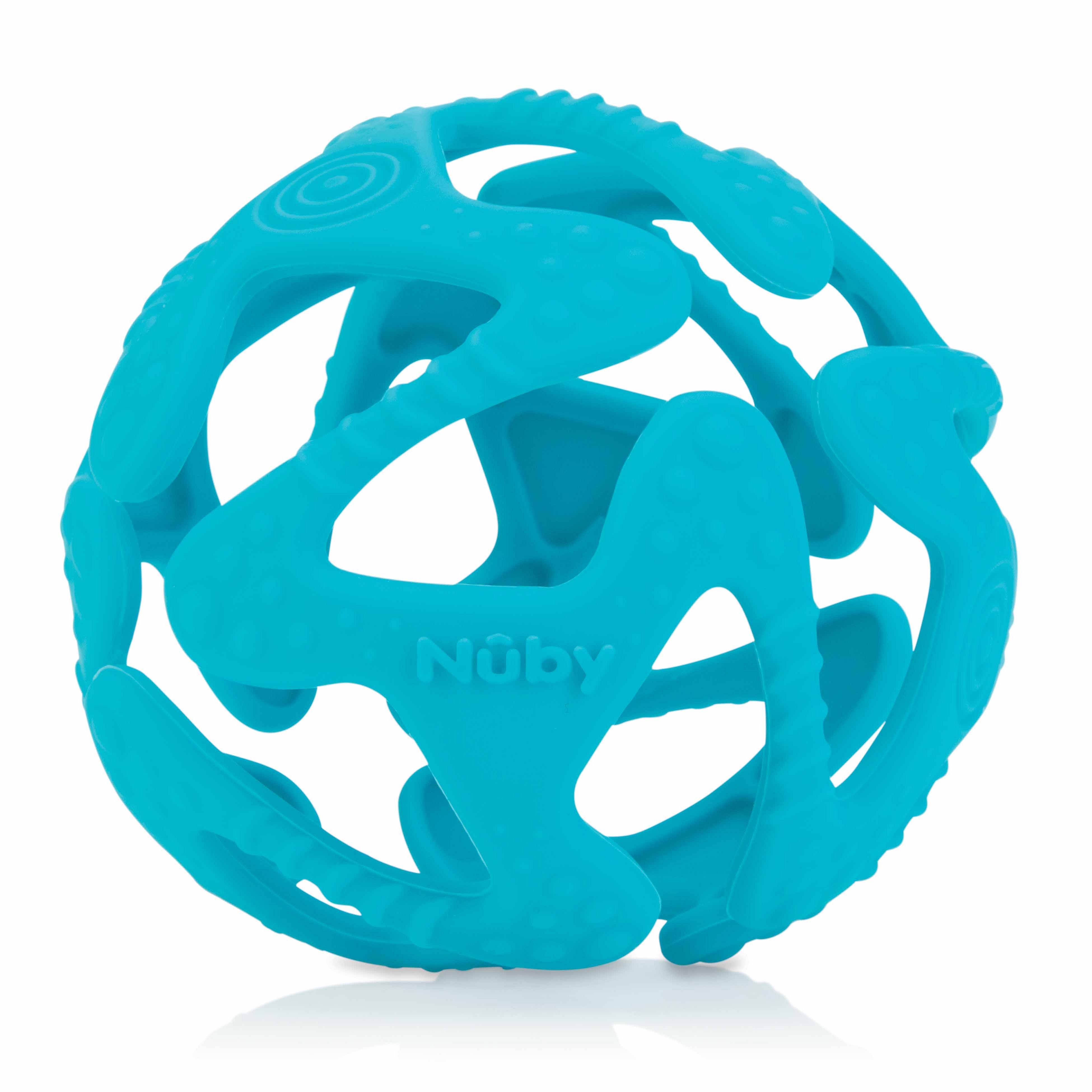 NUBY Kousátko silikonový míč světle modrý 3m+