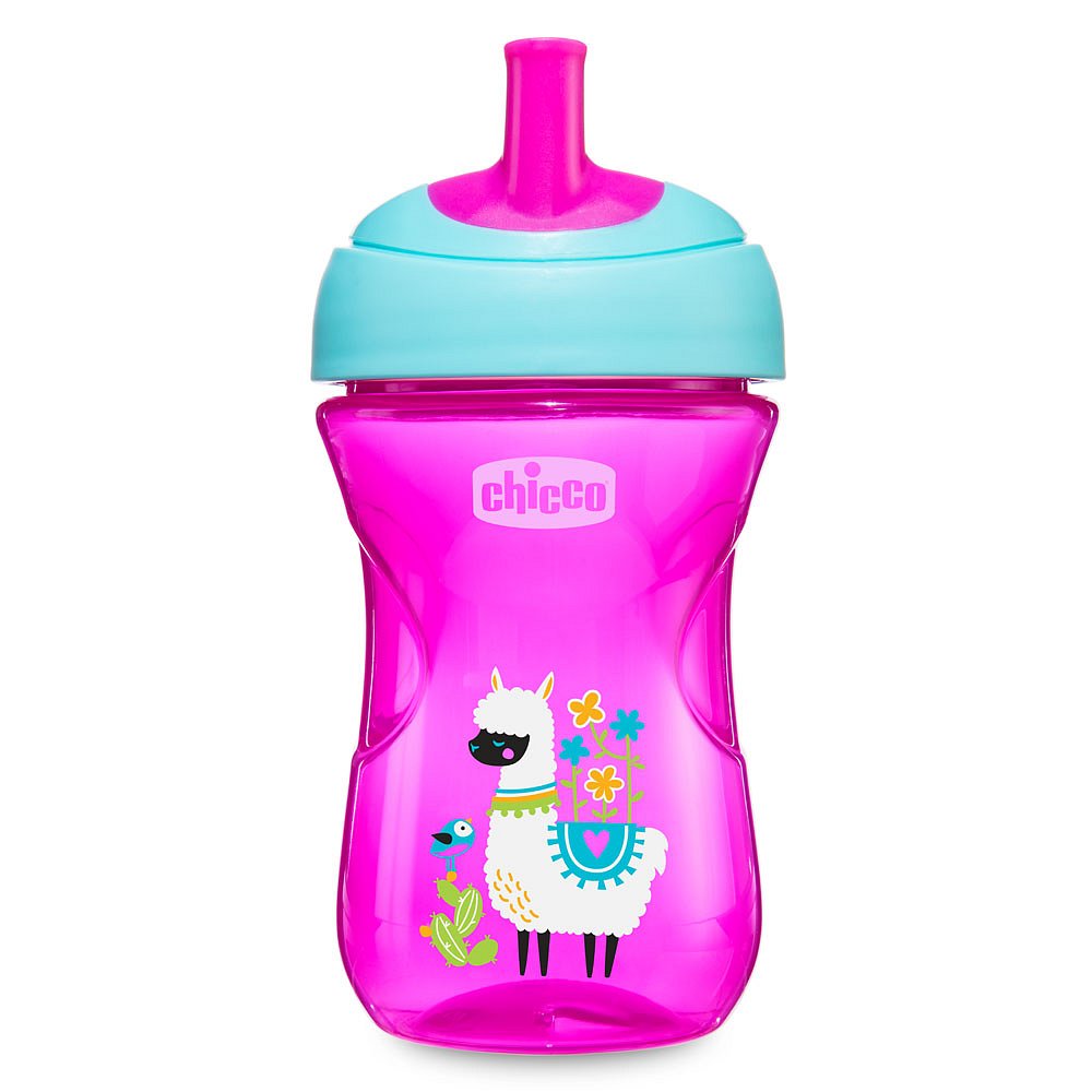 CHICCO Hrneček Pokročilý s brčkem 266 ml, růžový 12 m +