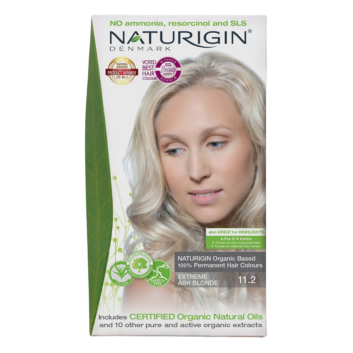 NATURIGIN Organic Based 100% Permanent Hair Colours Extreme Ash Blond.11.2 barva na vlasy 115 ml