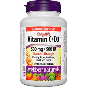 Webber Naturals Vitamin C+D3 500 mg/500 IU 200 tbl Natural Orange