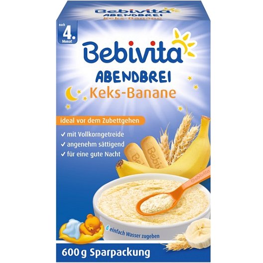 BEBIVITA Mléčná kaše na dobrou noc 4m+ (600 g) – Keksy a Banány