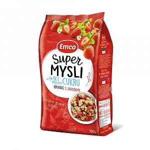 Emco Super Mysli bez přidaného cukru s jahodami 500 g