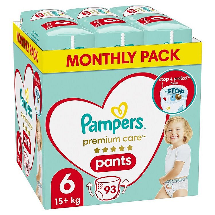 PAMPERS Premium Care Kalhotky plenkové vel. 6 (15+ kg) 93 ks