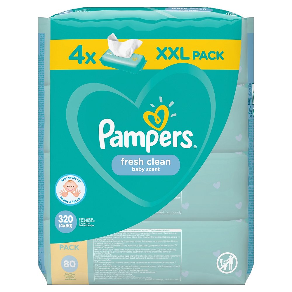 PAMPERS Vlhčené ubrousky Fresh Clean 4x80 ks