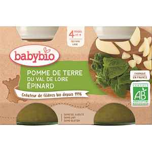 BABYBIO Brambory se špenátem 2x130 g