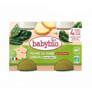 BABYBIO Brambory se špenátem 2x130 g