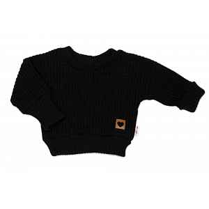 Baby Nellys Rostoucí oversize pletený svetřík pro miminko, černý vel.  80/86