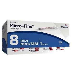 Embecta Micro-Fine U-40 inzul.střík.8mm 1ml 100ks