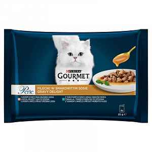 GOURMET PERLE  Multipack 4x85g Gravy Delight s lososem a tuňákem v omáčce