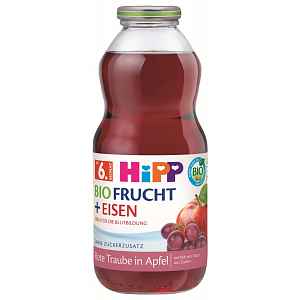 HIPP BIO Jablko a červevné hrozny + železo od 6. měsíce, 500 ml