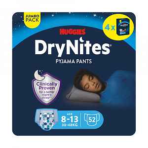 Huggies DryNites Natahovací kalhotky pro chlapce 8–13 let 30–48 kg JUMBO 4x13 ks