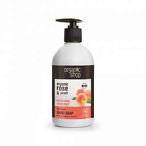 Organic Shop Vyživující mýdlo na ruce Růže a broskev (Nourising Hand Soap)  500 ml