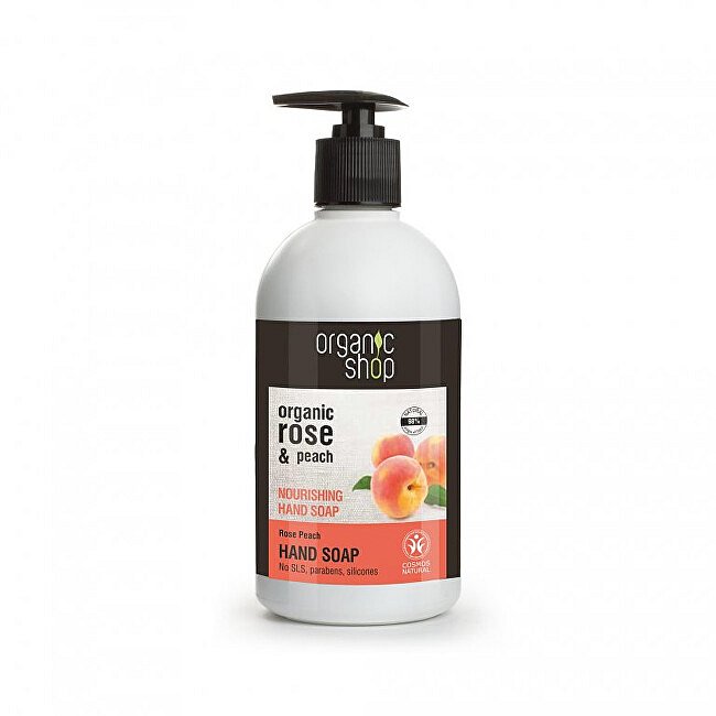 Organic Shop Vyživující mýdlo na ruce Růže a broskev (Nourising Hand Soap)  500 ml