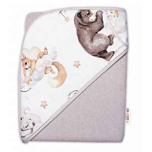 Baby Nellys 6D sada do postýlky + MAZLÍK, 135x100 Zvířátka na mráčku,bežová