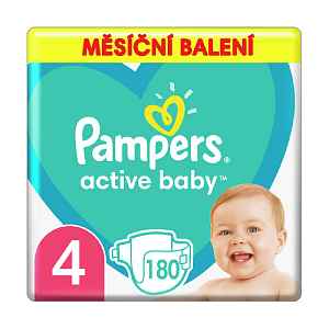 PAMPERS Active Baby 4 (9-14 kg) 180 ks Maxi měsíční balení - jednorázové pleny