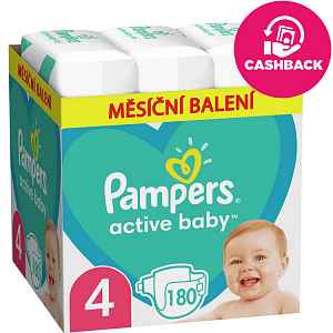 PAMPERS Active Baby 4 (9-14 kg) 180 ks Maxi měsíční balení - jednorázové pleny