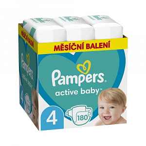 PAMPERS Active Baby 4 (9-14 kg) 180 ks Maxi měsíční balení - jednorázové pleny