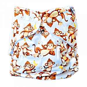 GaGa's pleny Látková plena AIO Hnědá opice minky