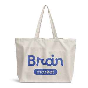 BrainMarket plátěná taška z bavlny, modrý potisk