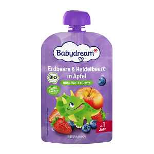Babydream BIO ovocný příkrm jablko, jahoda, borůvka 100 g