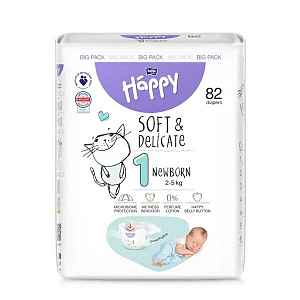 Bella Baby Happy Soft&Delicate 1 Newborn 2–5 kg dětské pleny 82 ks