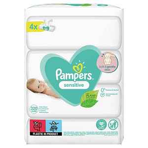 PAMPERS Vlhčené ubrousky Sensitive 4 x 80 ks