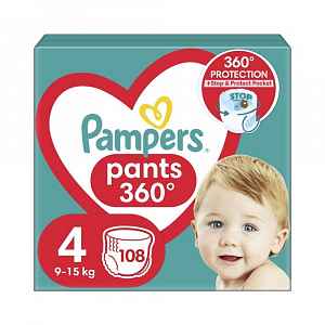 PAMPERS Pants 4 (9-15 kg) 108 ks Maxi Mega box - plenkové kalhotky