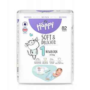 Bella Baby Happy Soft&Delicate 1 Newborn 2–5 kg dětské pleny 82 ks
