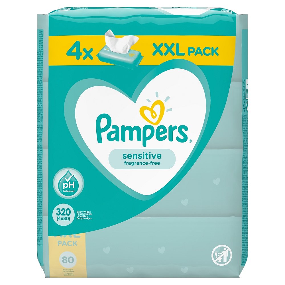 PAMPERS Vlhčené ubrousky Sensitive 4 x 80 ks