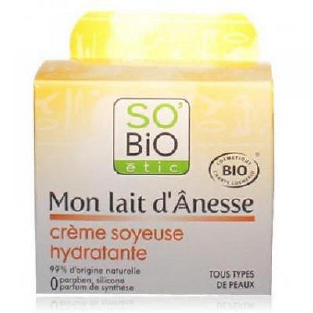 SO´BIO Bio Krém hedvábný hydratační s obsahem oslího mléka 50 ml