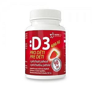 Vitamín D3 400IU pro děti - jahoda tbl 90 Nutricius