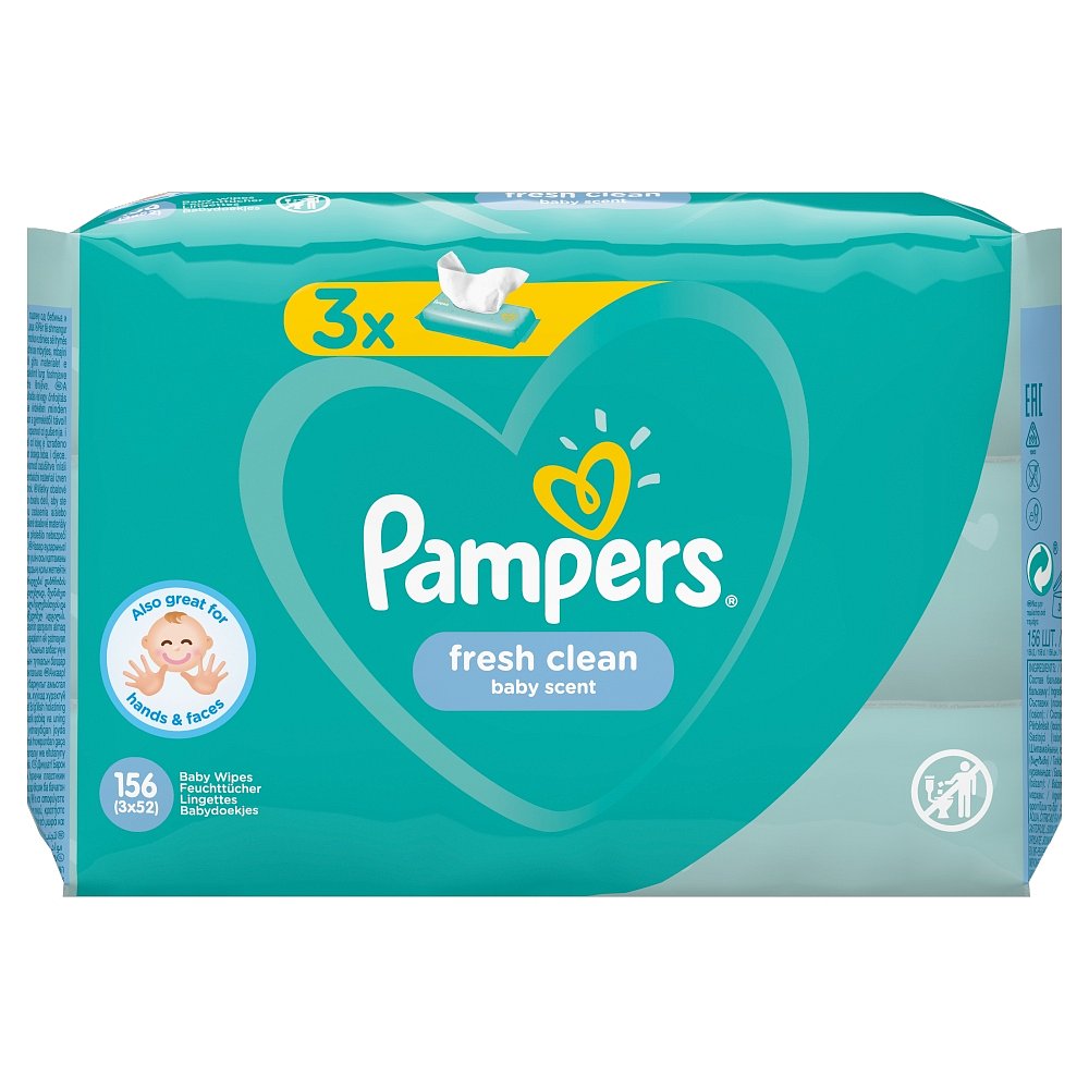 PAMPERS Vlhčené ubrousky Fresh Clean 3 x 52 ks