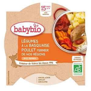 BABYBIO Menu zelenina s kuřecím masem a rýží 260 g