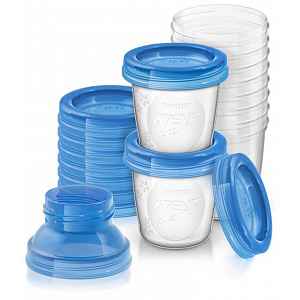 AVENT VIA zásobníky 10x180ml s víčky+adaptér