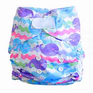 GaGa's pleny Látková plena AIO Barevná velryba na suchý zip