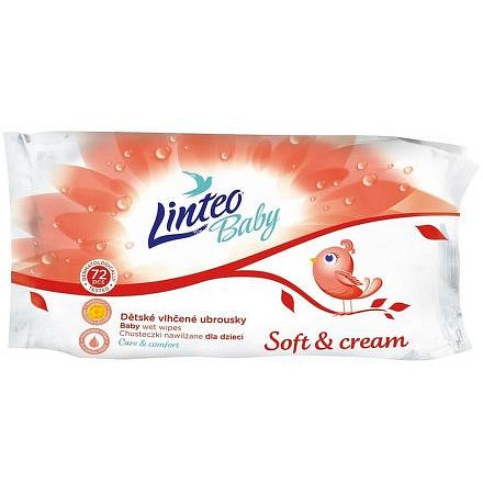 Vlhčené ubrousky LINTEO BABY SOFT AND CREAM 72ks v sáčku