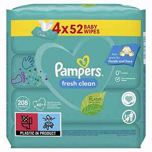 PAMPERS Vlhčené ubrousky Fresh Clean 4x52 ks