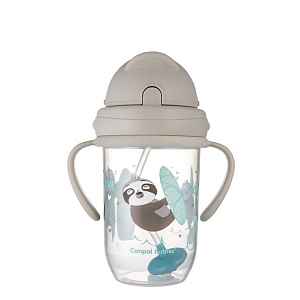 CANPOL BABIES Exotic animals nevylévací hrneček se slámkou a závažím šedý 6m+  270 ml