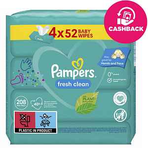 PAMPERS Vlhčené ubrousky Fresh Clean 4x52 ks