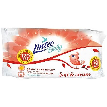 Vlhčené ubrousky LINTEO BABY SOFT AND CREAM 60+60ks v sáčku