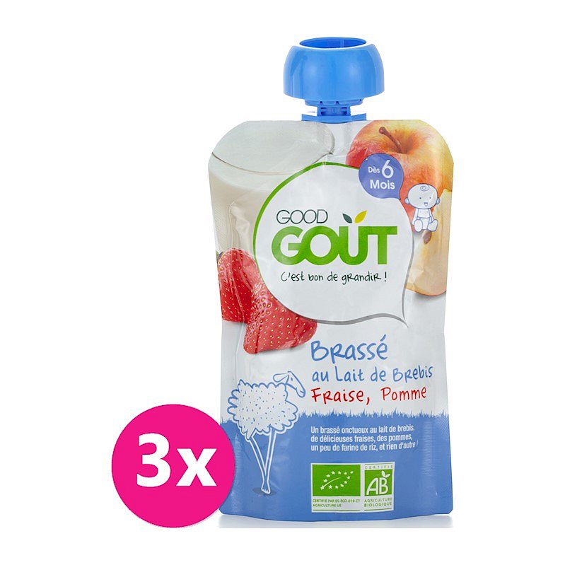 3x GOOD GOUT Ovčí jogurt s jablkem a jahodou 90 g